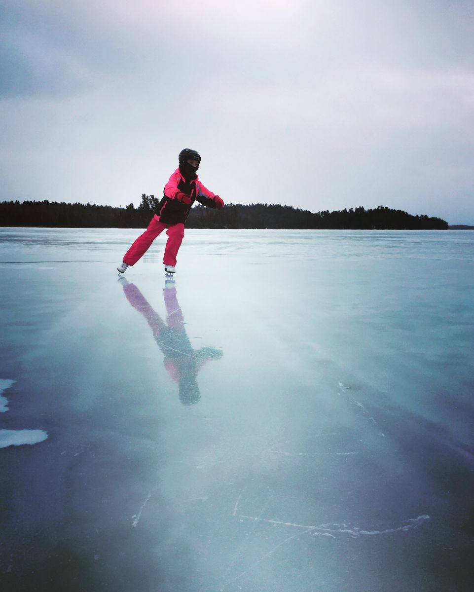 Skating on a frozen eagle lake