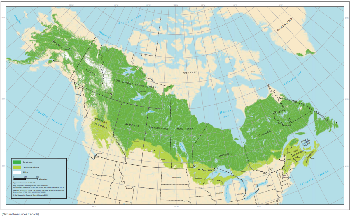 Map of Canada's Boreal Forest Ecozone