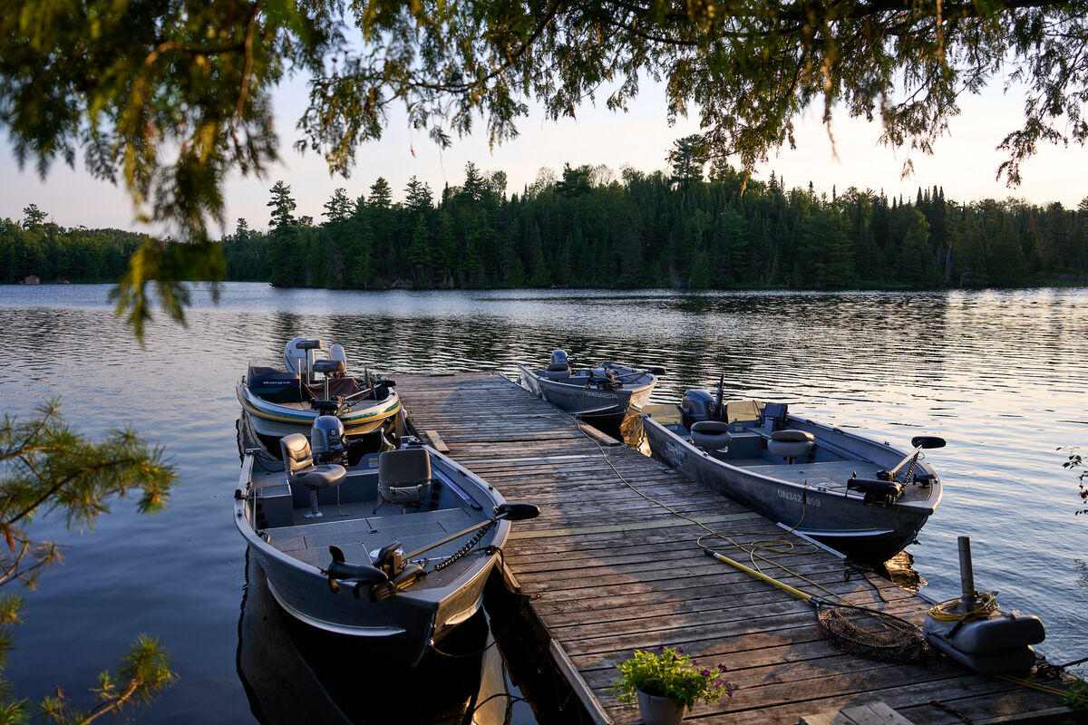 Dock at Cedar Island Lodge, Pipestone Lake