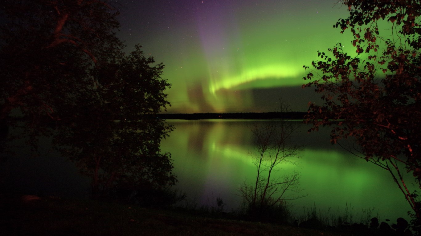 View of the northernlights from Laughing Water Trailer Park on Lake of the Woods.