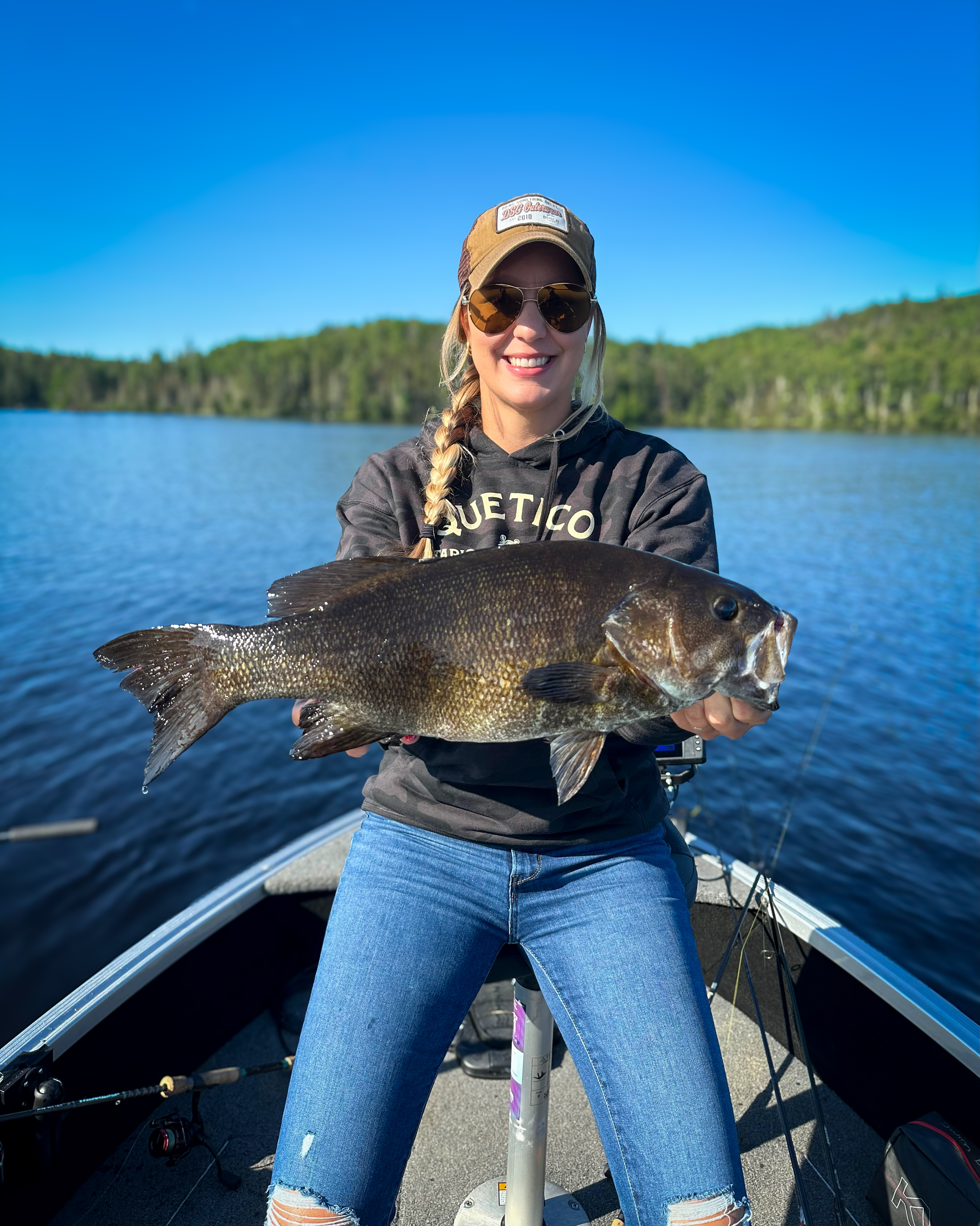 Krysten Potega with a beautiful Northwestern Ontario smallmouth bass! 