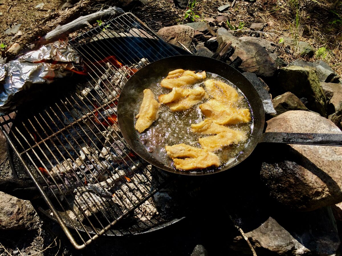 Fresh walleye shore lunch - courtesy Timber Edge camps