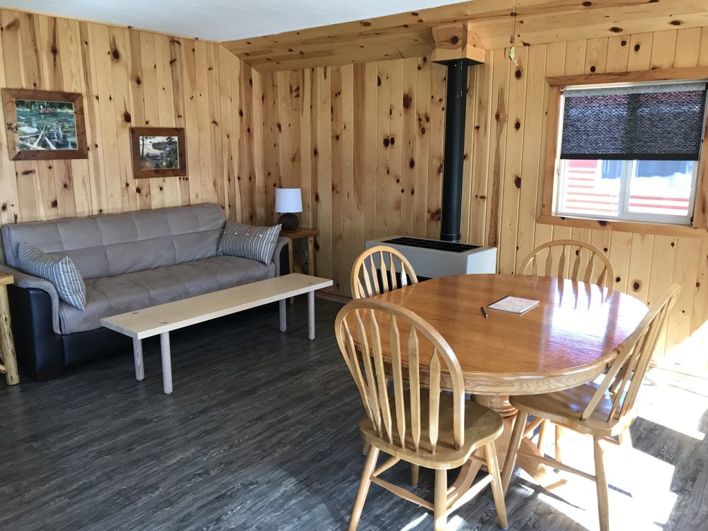Housekeeping cabin interior at Vermilion Bay Lodge on Eagle Lake, Ontario