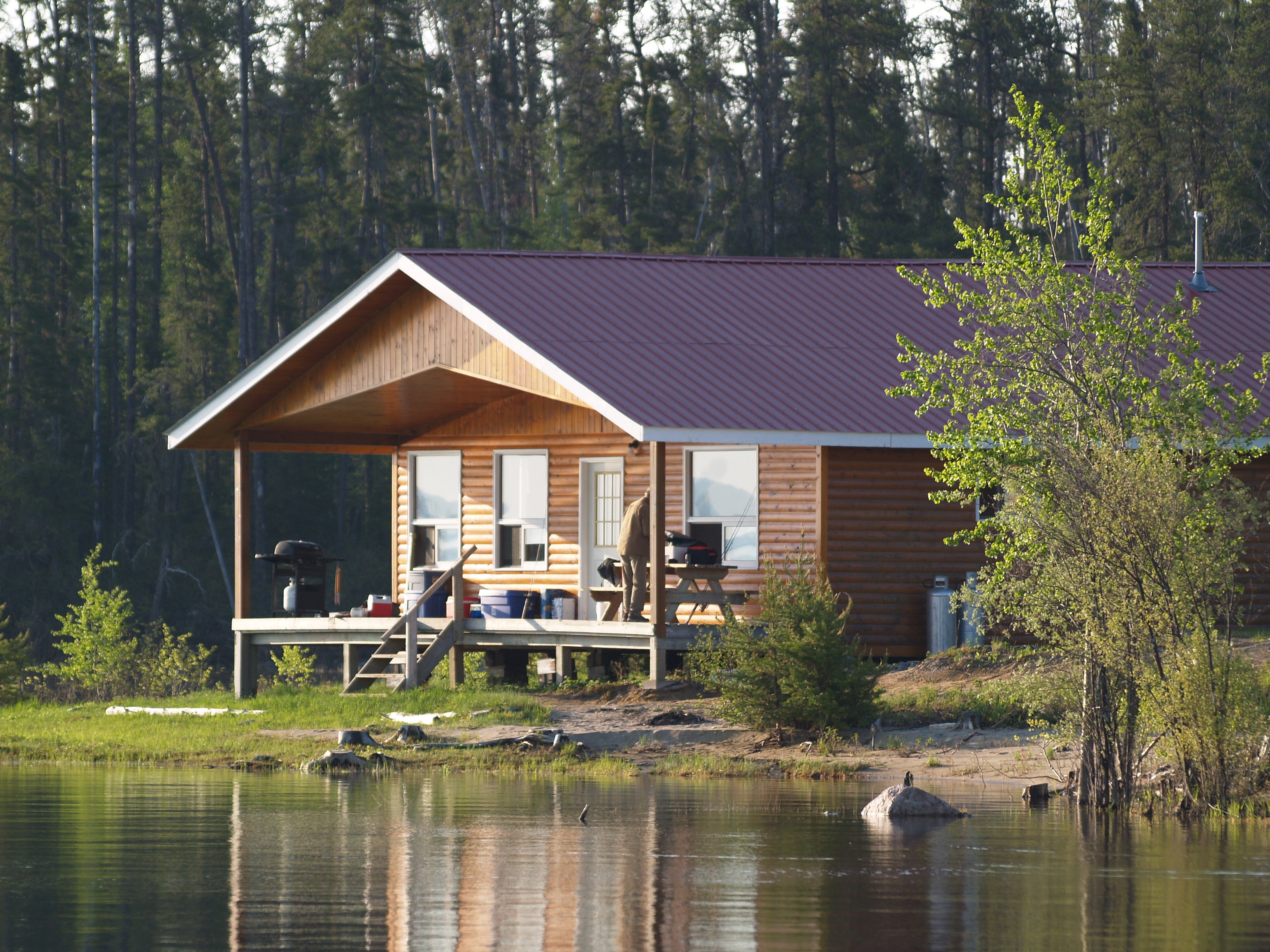 Remote outpost cabin on a lake in Ontario