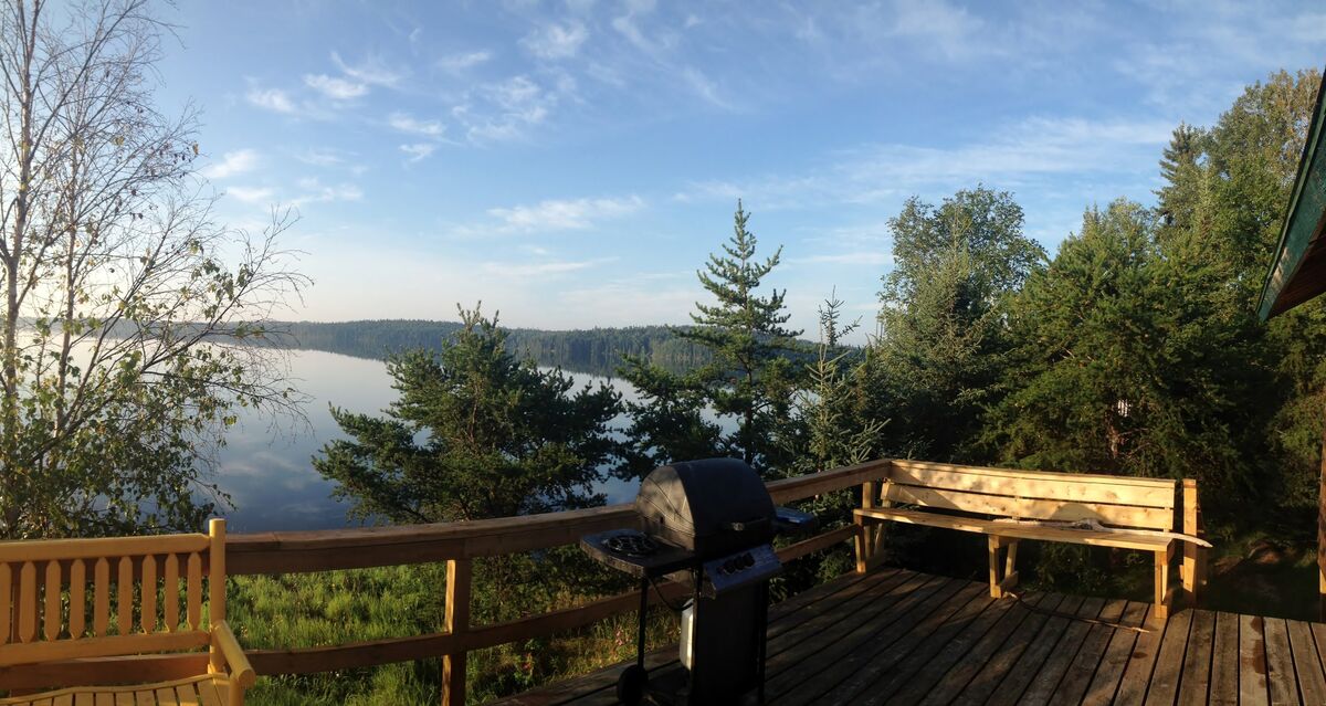 View from the cabin deck at Viking Island Lodge in Northwestern Ontario Canada.